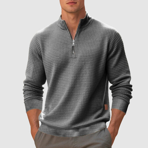 Emmett - Men's Quarter-Zip Mock Neck Sweatshirt with Textured Weave