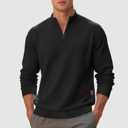 Emmett - Men's Quarter-Zip Mock Neck Sweatshirt with Textured Weave