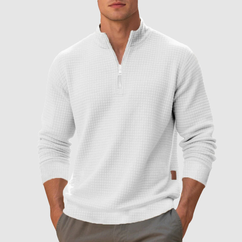 Emmett - Men's Quarter-Zip Mock Neck Sweatshirt with Textured Weave