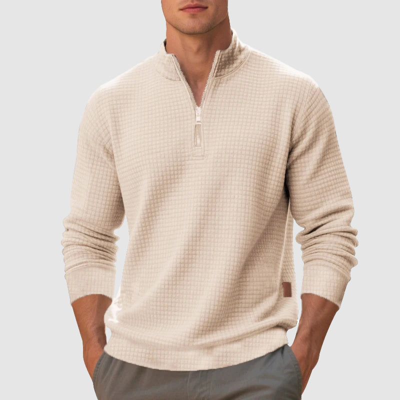 Emmett - Men's Quarter-Zip Mock Neck Sweatshirt with Textured Weave