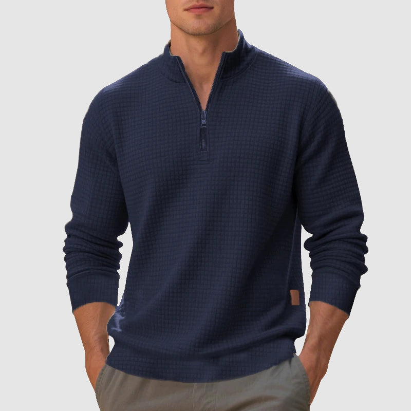 Emmett - Men's Quarter-Zip Mock Neck Sweatshirt with Textured Weave