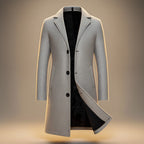 Enzo - Men's Notch-Lapel Wool Coat with Three-Button Closure