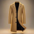 Enzo - Men's Notch-Lapel Wool Coat with Three-Button Closure