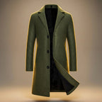 Enzo - Men's Notch-Lapel Wool Coat with Three-Button Closure
