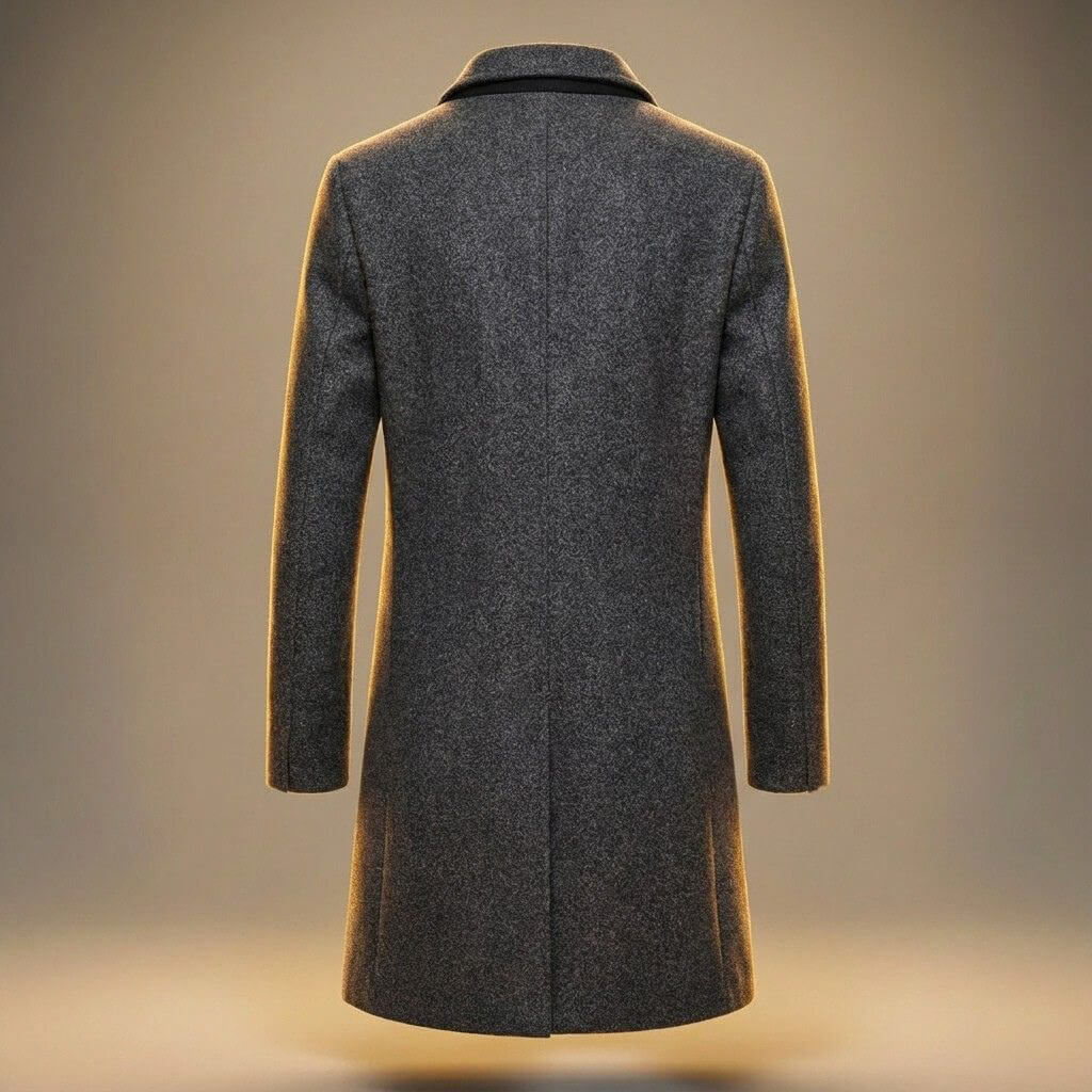 Enzo - Men's Notch-Lapel Wool Coat with Three-Button Closure