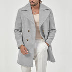 Evander - Men's Double-Breasted Wool-Blend Coat with Notch Lapel