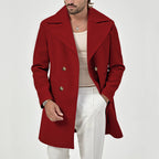 Evander - Men's Double-Breasted Wool-Blend Coat with Notch Lapel