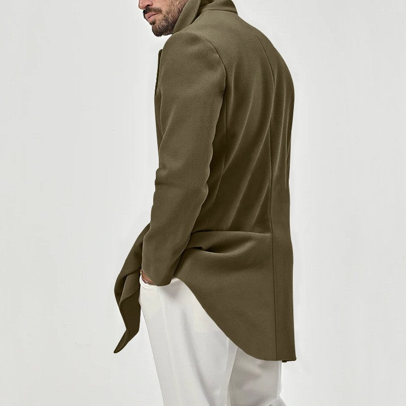 Evander - Men's Double-Breasted Wool-Blend Coat with Notch Lapel