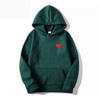 Evelyn - Women's Heart-Embroidered Hoodie with Drawstring Hood
