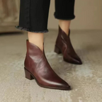 Evelyn - Women's Pointed-Toe Ankle Boots with Block Heel