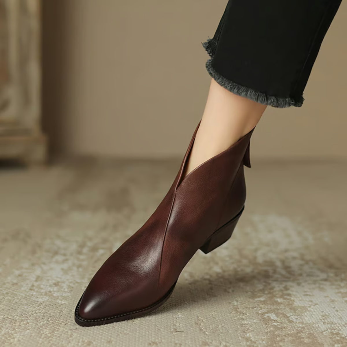 Evelyn - Women's Pointed-Toe Ankle Boots with Block Heel