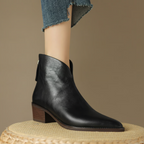Evelyn - Women's Pointed-Toe Ankle Boots with Block Heel