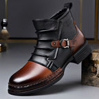 Everard - Men's Two-Tone Leather Ankle Boots with Lace-Up Front