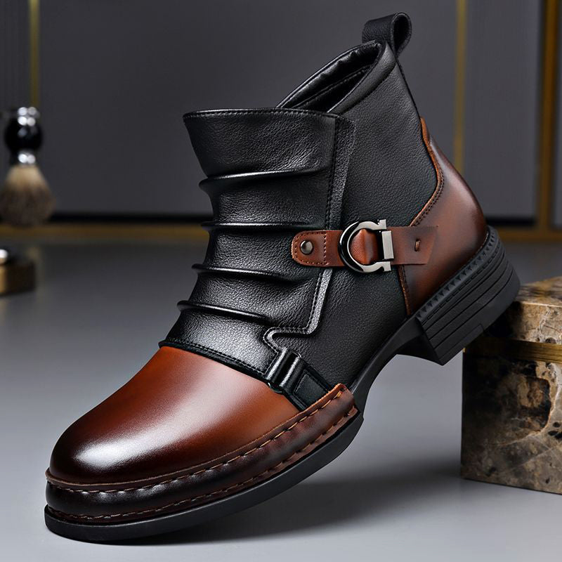 Everard - Men's Two-Tone Leather Ankle Boots with Lace-Up Front