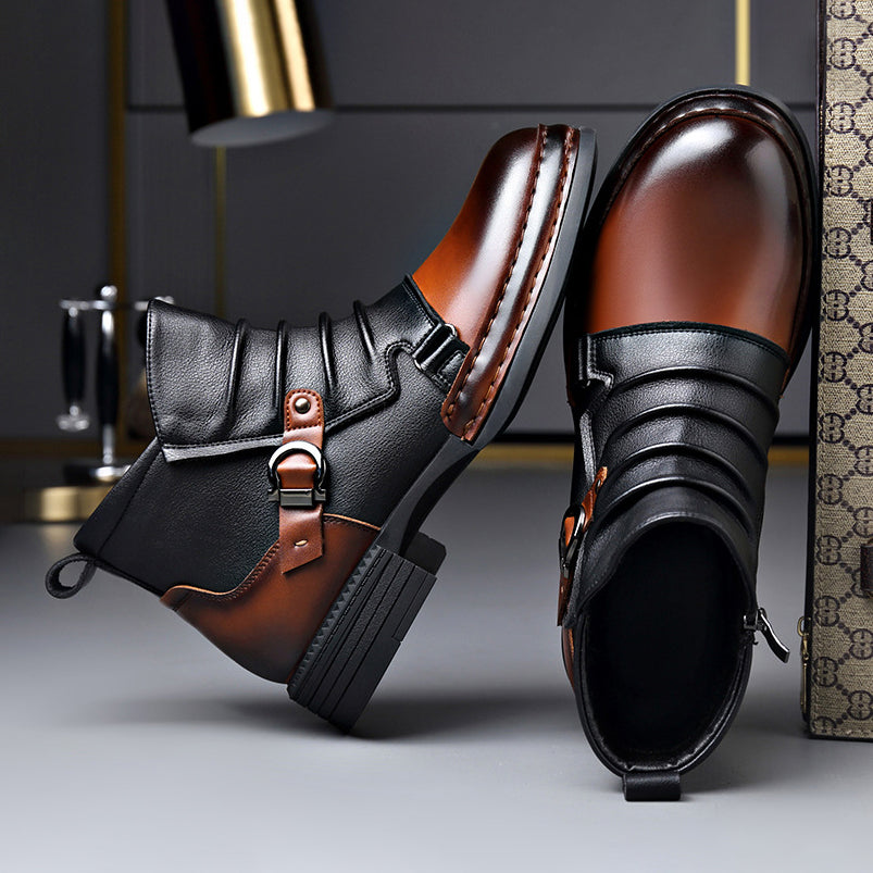 Everard - Men's Two-Tone Leather Ankle Boots with Lace-Up Front