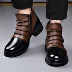 Everard - Men's Two-Tone Leather Ankle Boots with Lace-Up Front