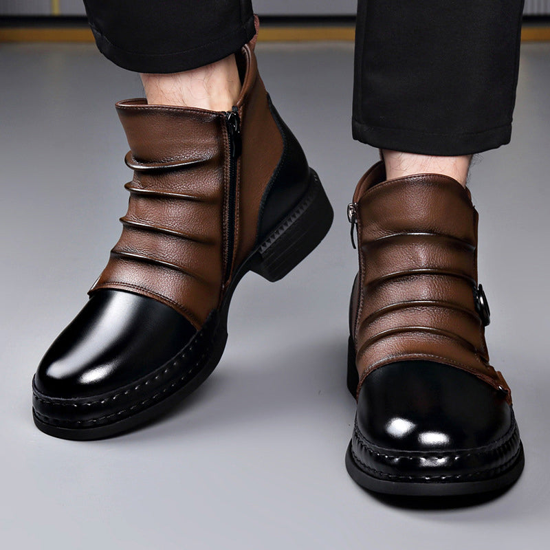 Everard - Men's Two-Tone Leather Ankle Boots with Lace-Up Front
