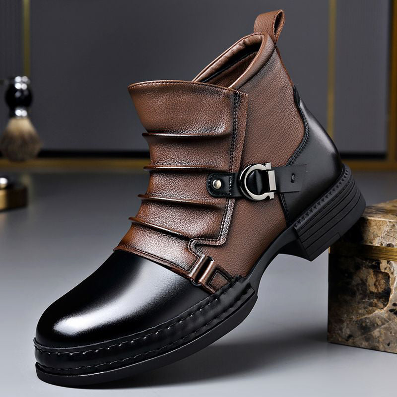 Everard - Men's Two-Tone Leather Ankle Boots with Lace-Up Front