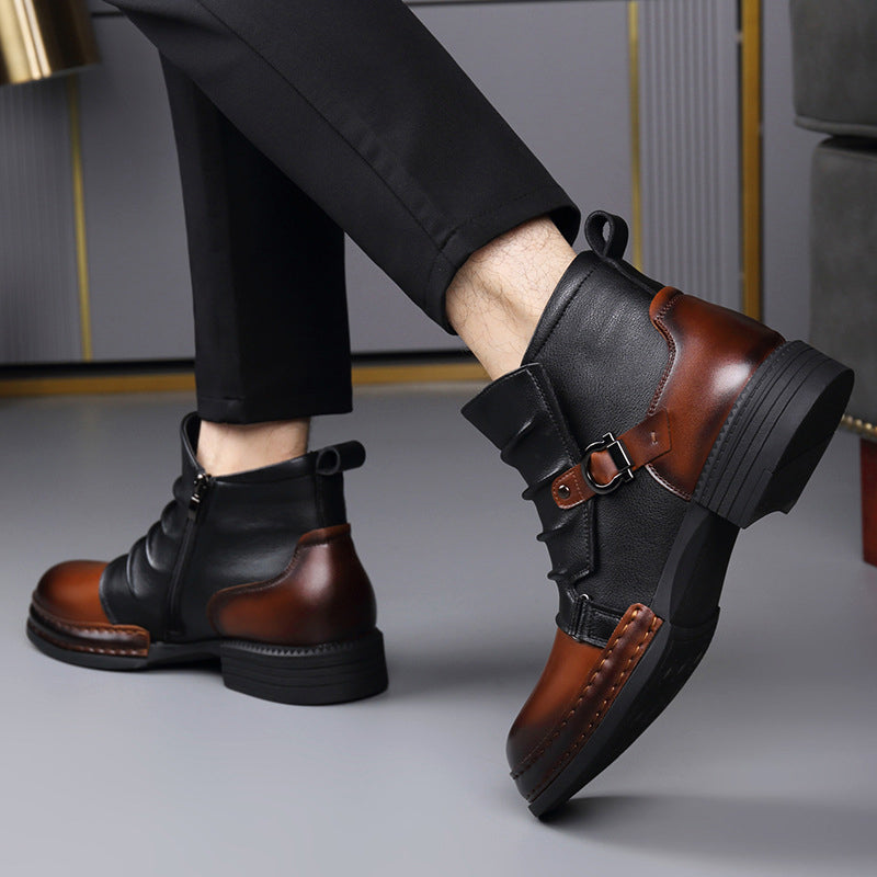 Everard - Men's Two-Tone Leather Ankle Boots with Lace-Up Front