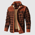 Everest - Men's Plaid Button-Front Shirt Jacket with Sherpa Lining