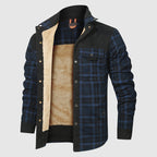 Everest - Men's Plaid Button-Front Shirt Jacket with Sherpa Lining