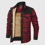 Everest - Men's Plaid Button-Front Shirt Jacket with Sherpa Lining
