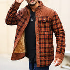 Everest - Men's Plaid Button-Front Shirt Jacket with Sherpa Lining