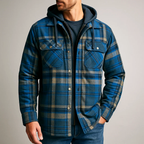 Everett - Men's Plaid Flannel Shirt Jacket with Removable Hood