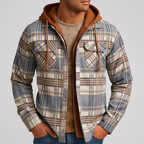 Everett - Men's Plaid Flannel Shirt Jacket with Removable Hood