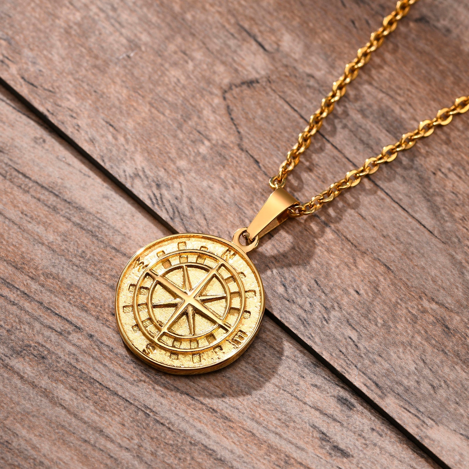 Everette - Men's Compass Rose Pendant Necklace