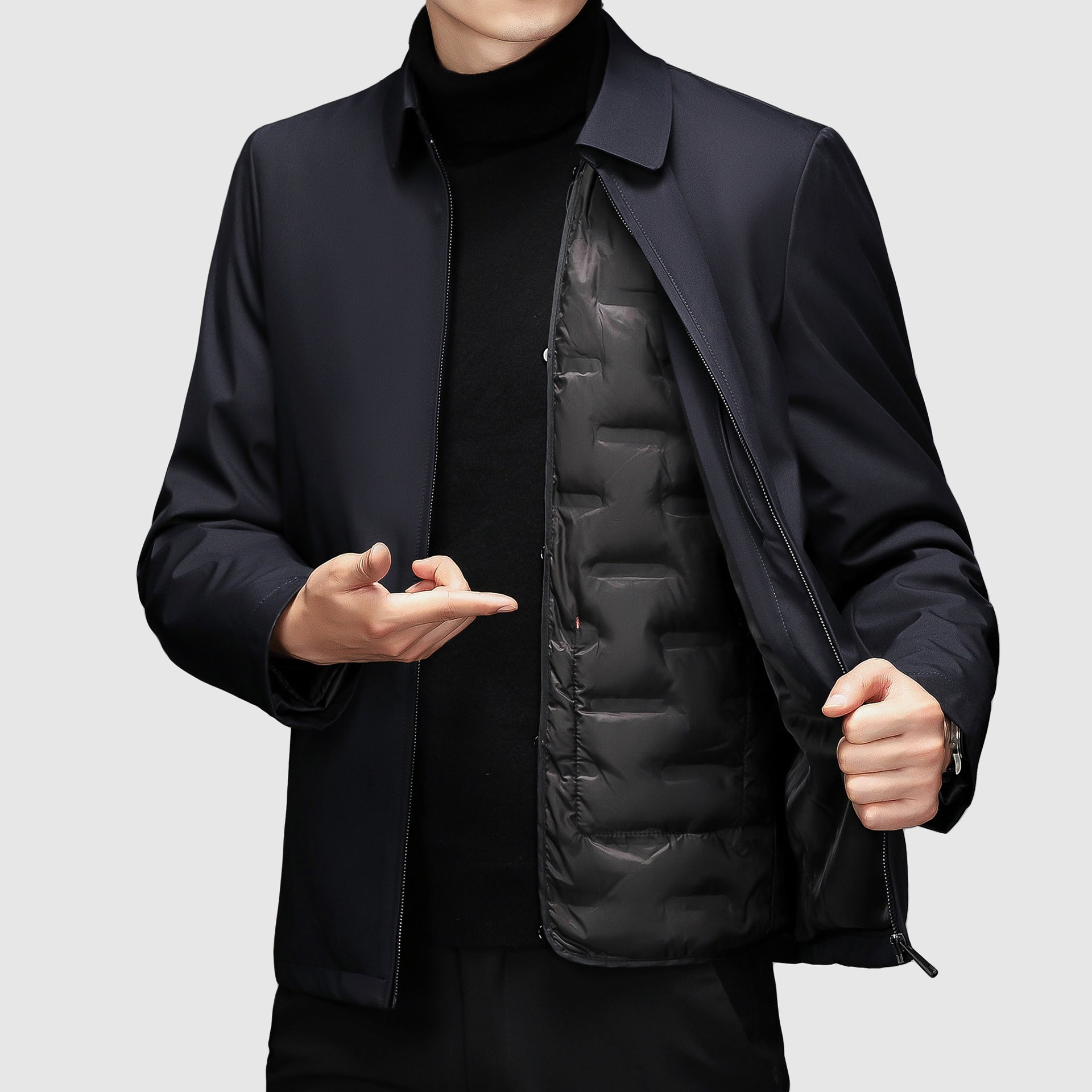 Ezekiel - Men's Zip-Front Down Jacket with Polo Collar