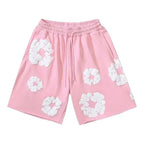 Ezra - Men's Drawstring Shorts with Floral Graphic Print