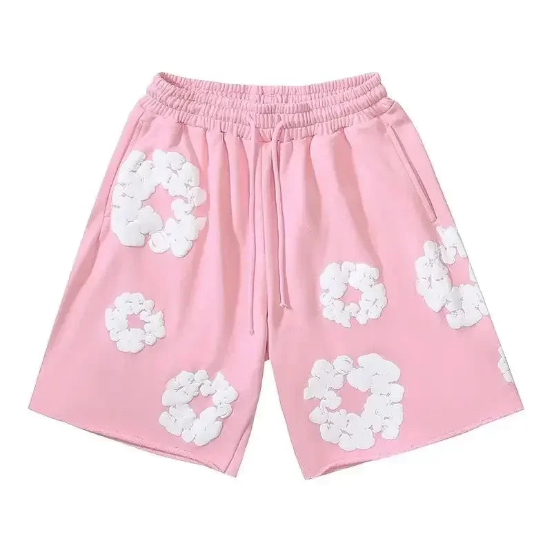 Ezra - Men's Drawstring Shorts with Floral Graphic Print