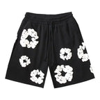 Ezra - Men's Drawstring Shorts with Floral Graphic Print