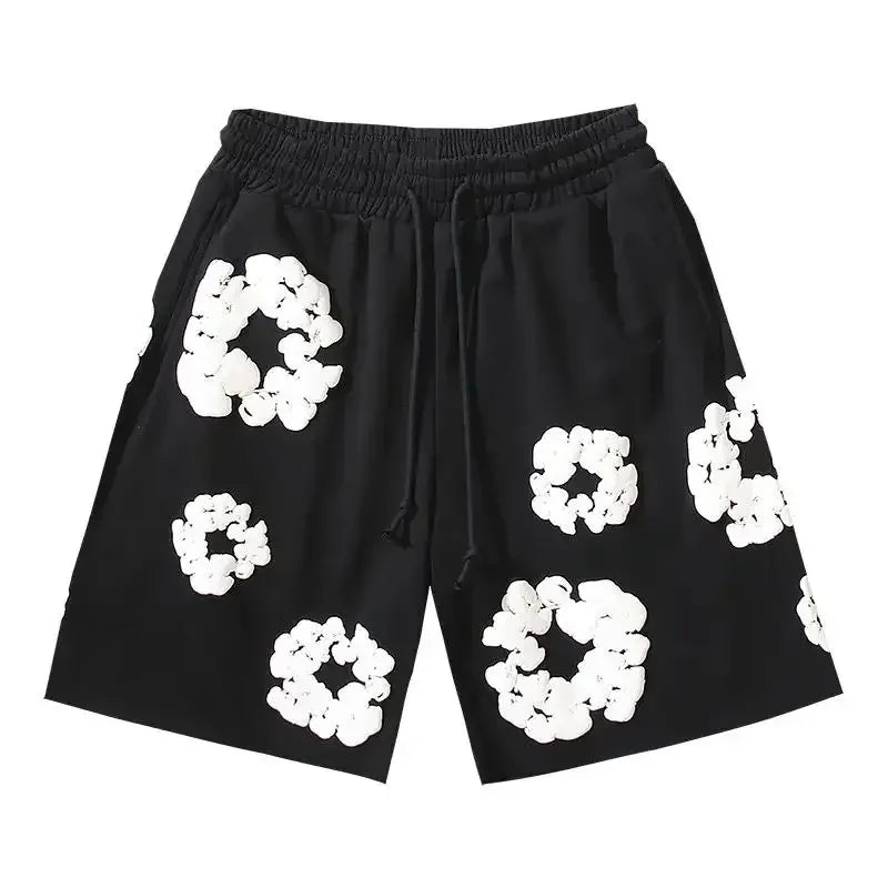 Ezra - Men's Drawstring Shorts with Floral Graphic Print