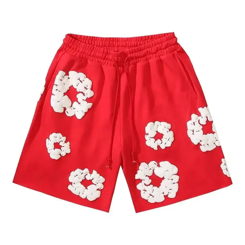 Ezra - Men's Drawstring Shorts with Floral Graphic Print