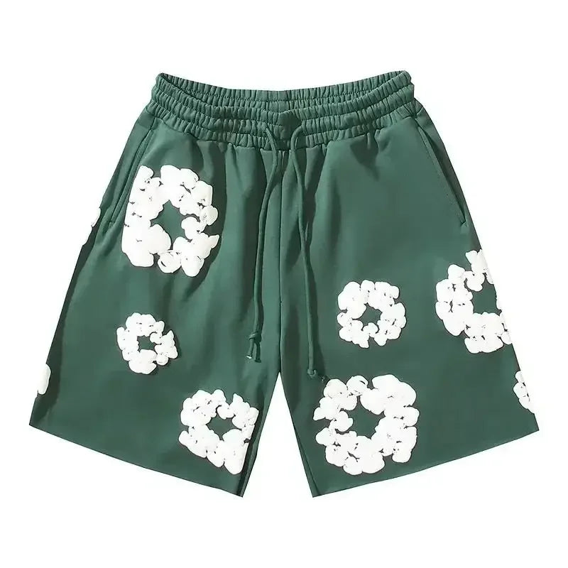 Ezra - Men's Drawstring Shorts with Floral Graphic Print