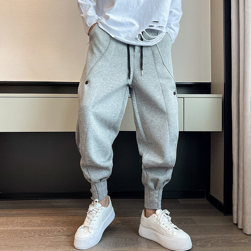 Ezra - Men's Tapered Joggers with Drawstring Waist and Button Cuffs