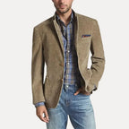 Felix - Men's Button-Front Canvas Blazer with Notch Lapels