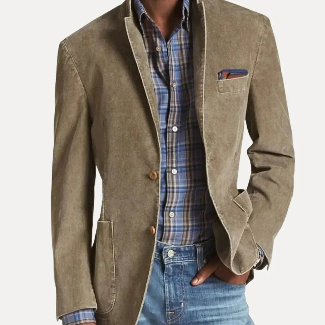 Felix - Men's Button-Front Canvas Blazer with Notch Lapels
