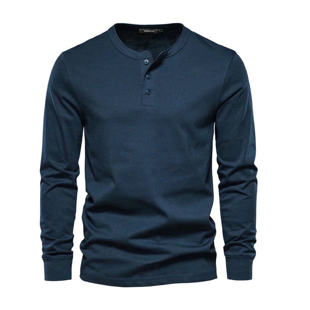 Felix - Men's Henley Long-Sleeve Shirt with Button Placket