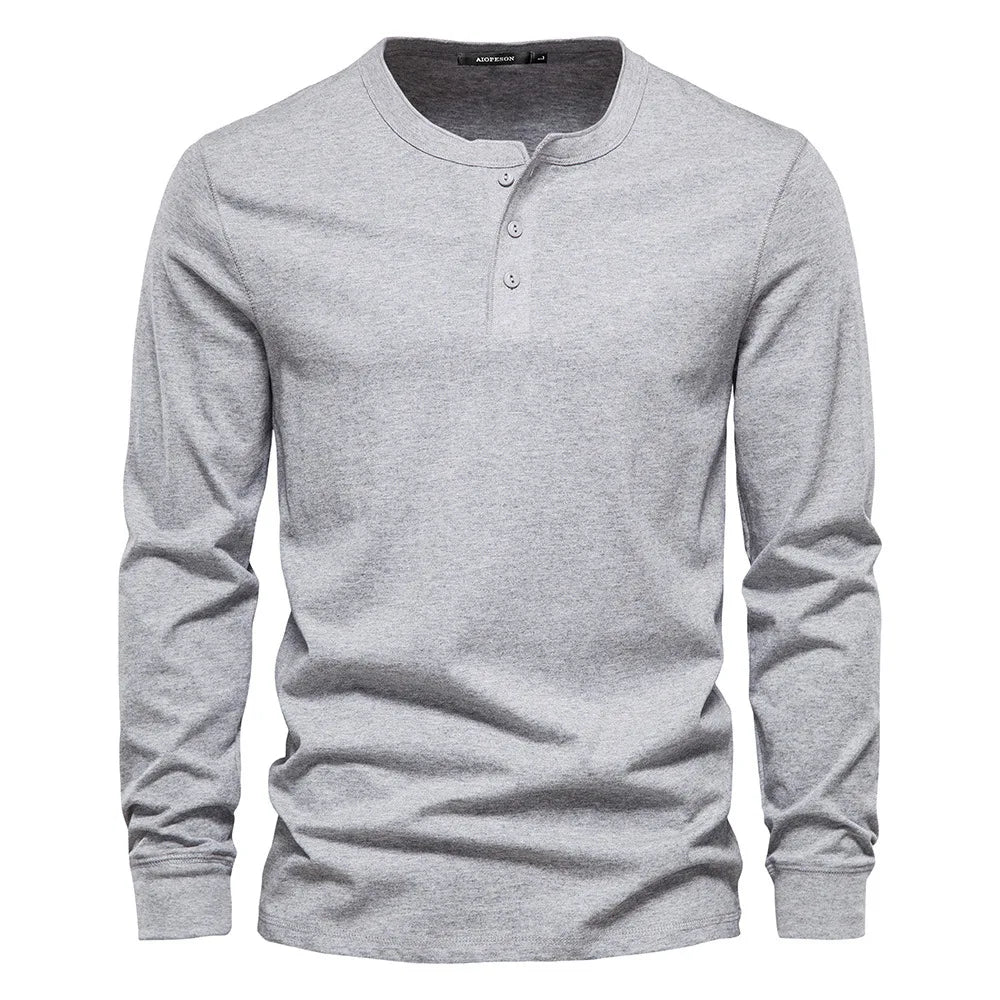 Felix - Men's Henley Long-Sleeve Shirt with Button Placket