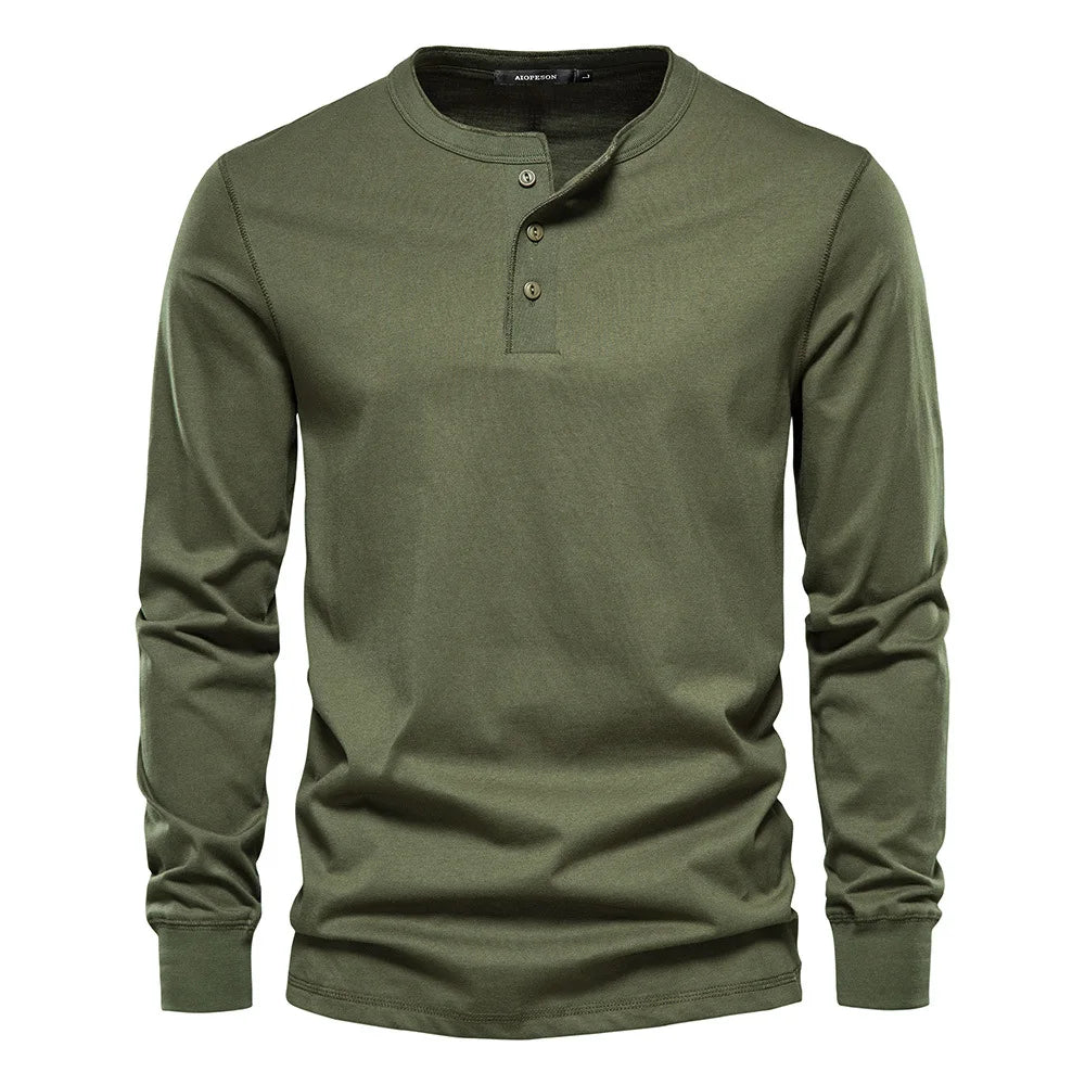 Felix - Men's Henley Long-Sleeve Shirt with Button Placket