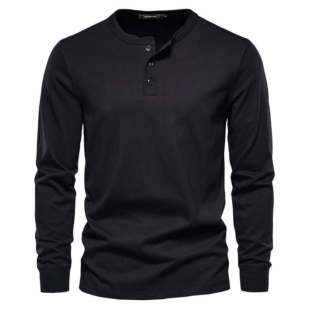 Felix - Men's Henley Long-Sleeve Shirt with Button Placket