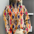 Fenna - Women's Geometric Diamond Knit Sweater