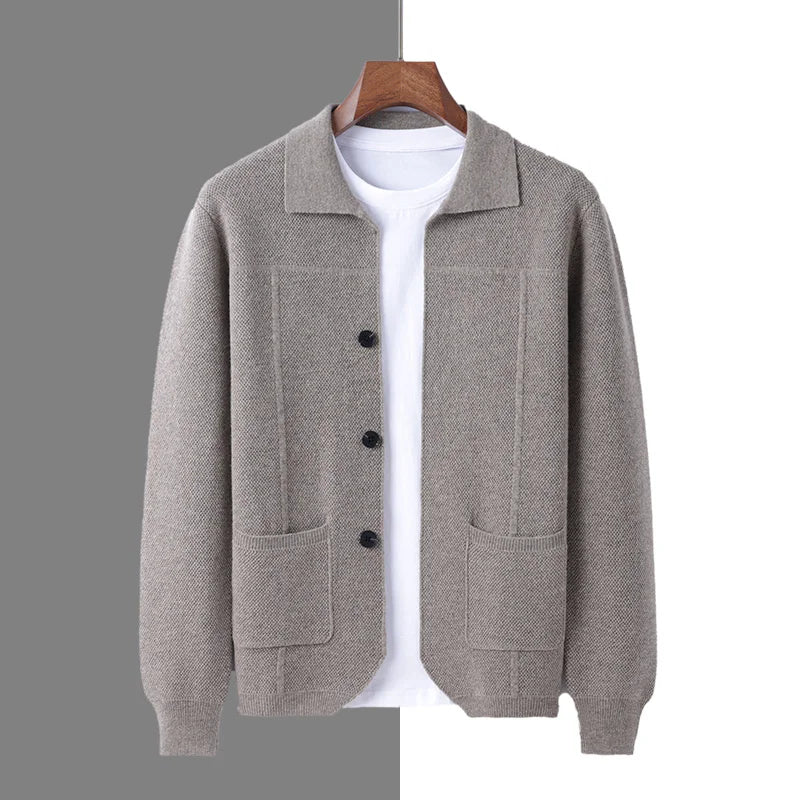Finn - Men's Merino Wool Button-Front Cardigan