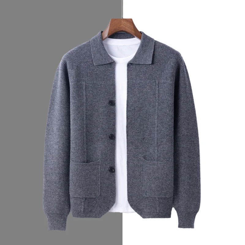 Finn - Men's Merino Wool Button-Front Cardigan