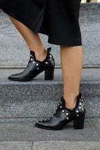 Fiona - Women's Studded Ankle Boots with Block Heel