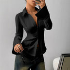Gabrila - Women's Fitted Button-Down Statement Cuff Blouse 3