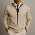 Garrett - Men's Zip-Front Knit Cardigan with Ribbed Cuffs